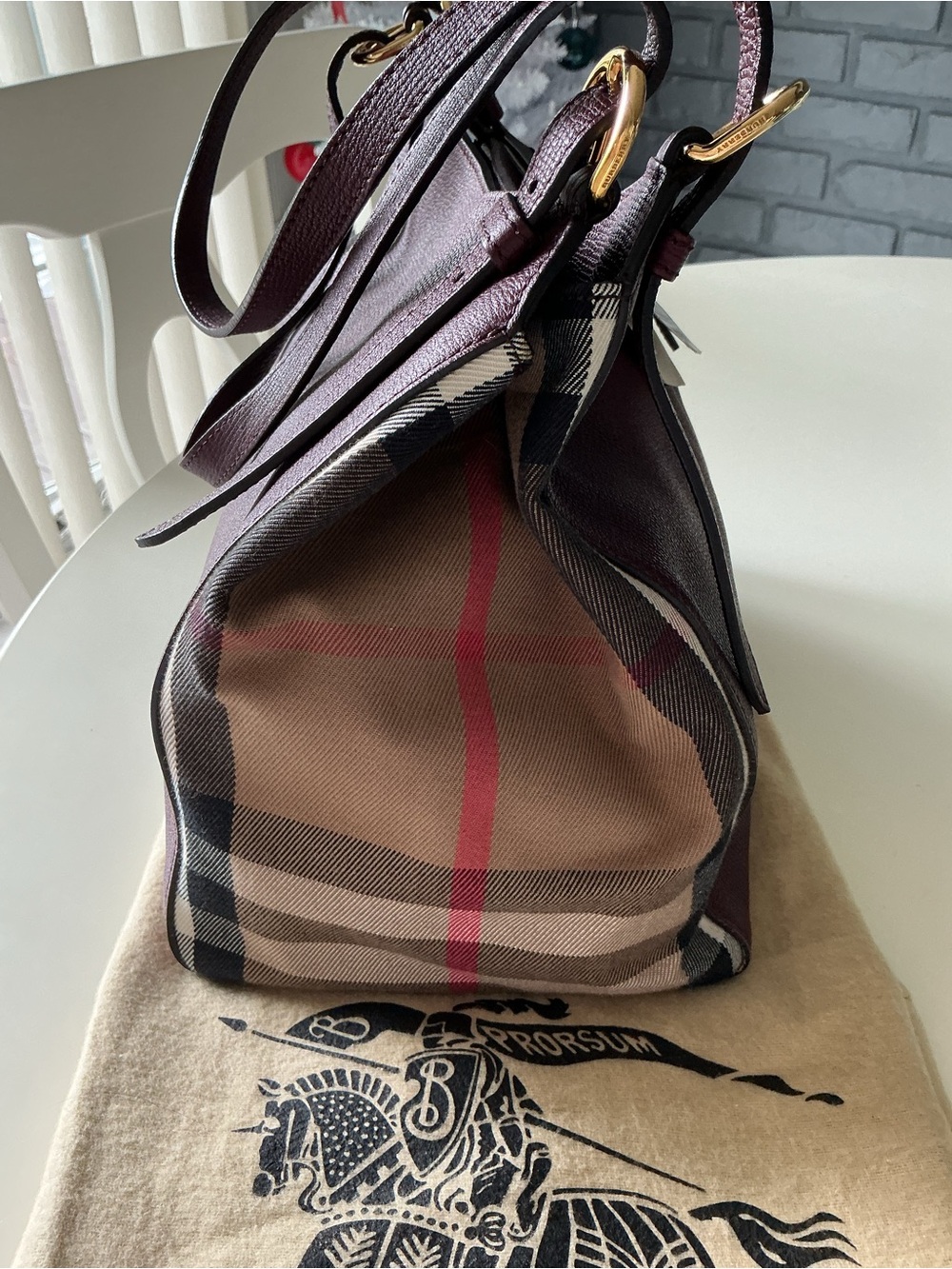 Burberry House Check Leather Small Canterbury tote - Picture 3 of 10